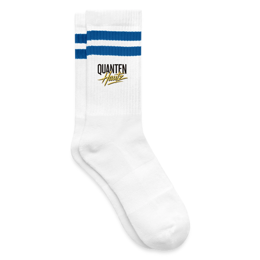 Quanten Hautz Gestreifte Tennissocken - Weiß/Blau