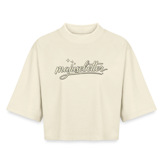 Majusebetter Boxy Frauen Recyceltes 1/2 Sleeved T-Shirt - Natur