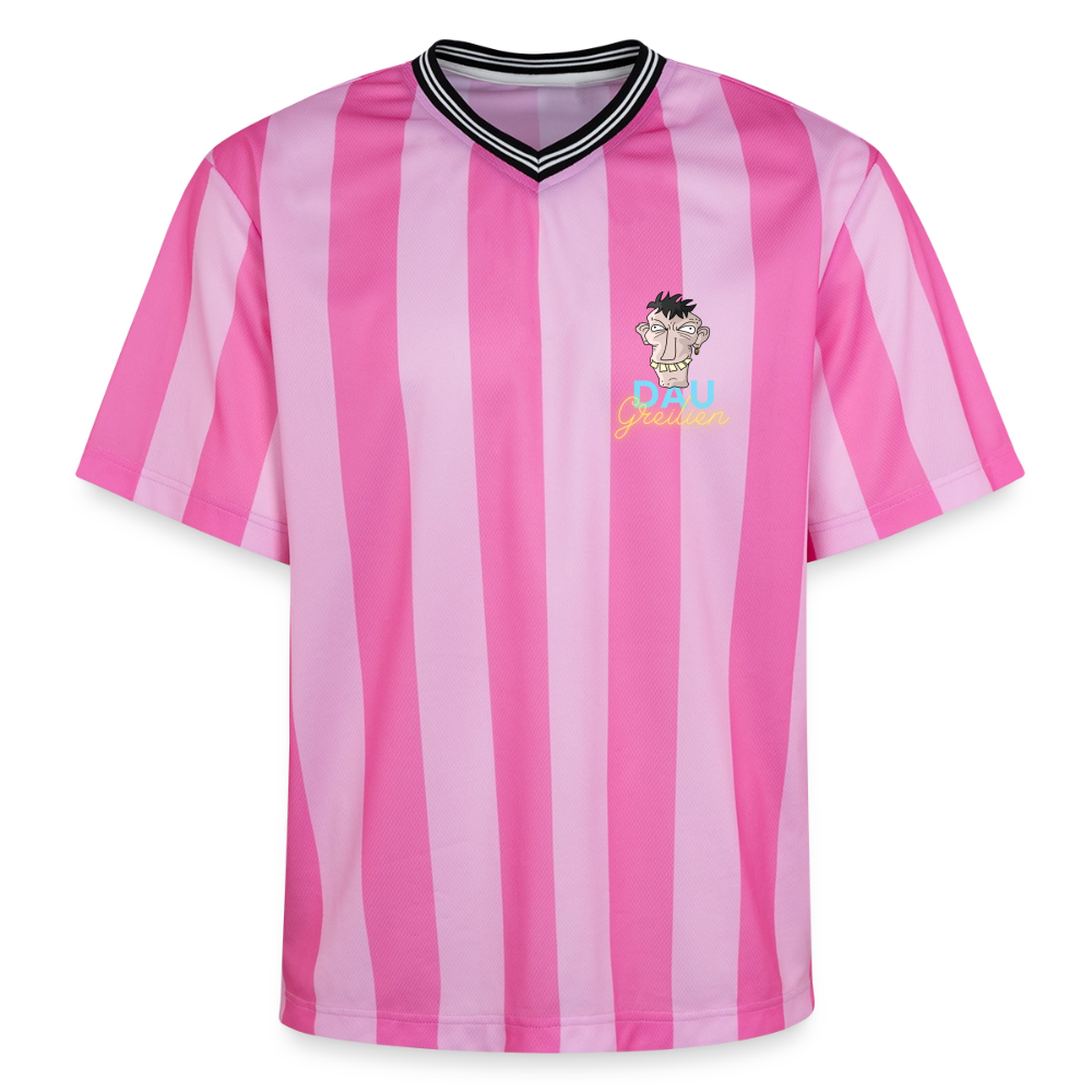 Dau greilien Unisex Football Style Mesh T-Shirt - Rosa/Rosa Streifen