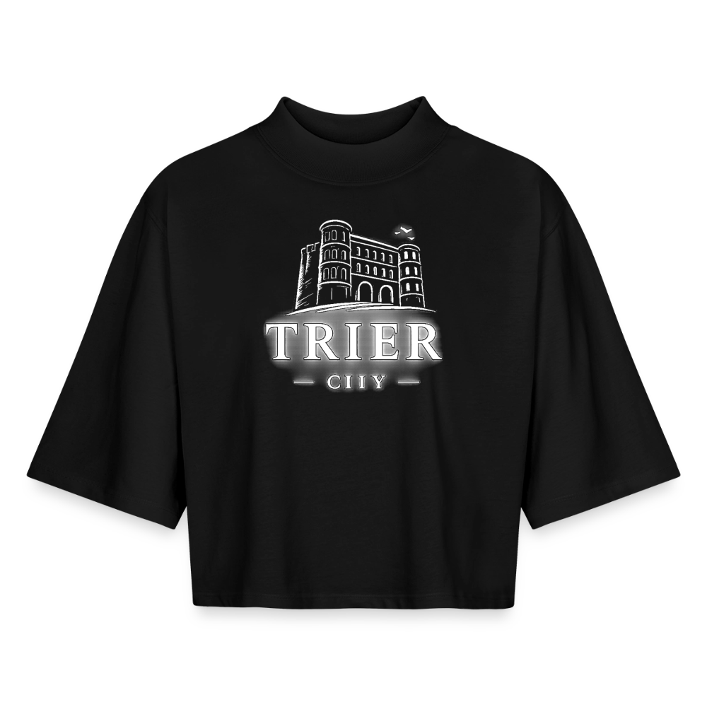 Trier CITY Boxy Frauen Recyceltes 1/2 Sleeved T-Shirt - Schwarz