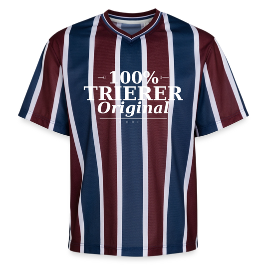 Trier Spruch Unisex Football Style Mesh T-Shirt - Bordeaux/Navy