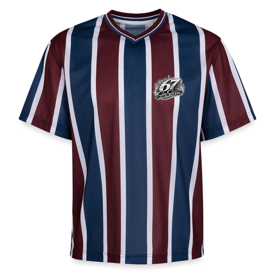 Six Seven Unisex Football Style Mesh T-Shirt - Bordeaux/Navy