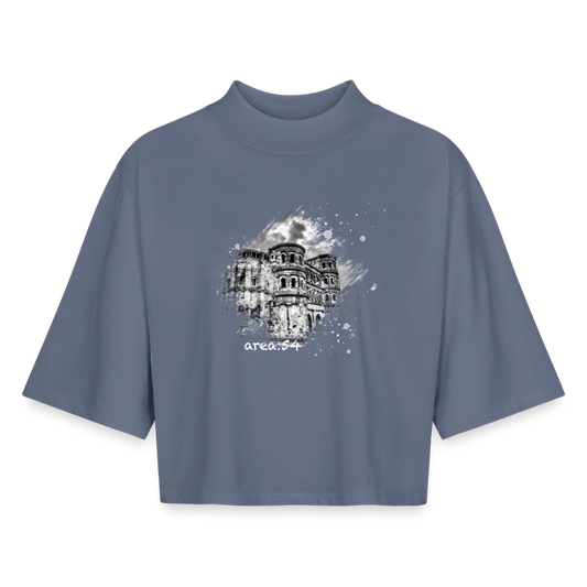 Trier Boxy Frauen Recyceltes 1/2 Sleeved T-Shirt - Blaugrau