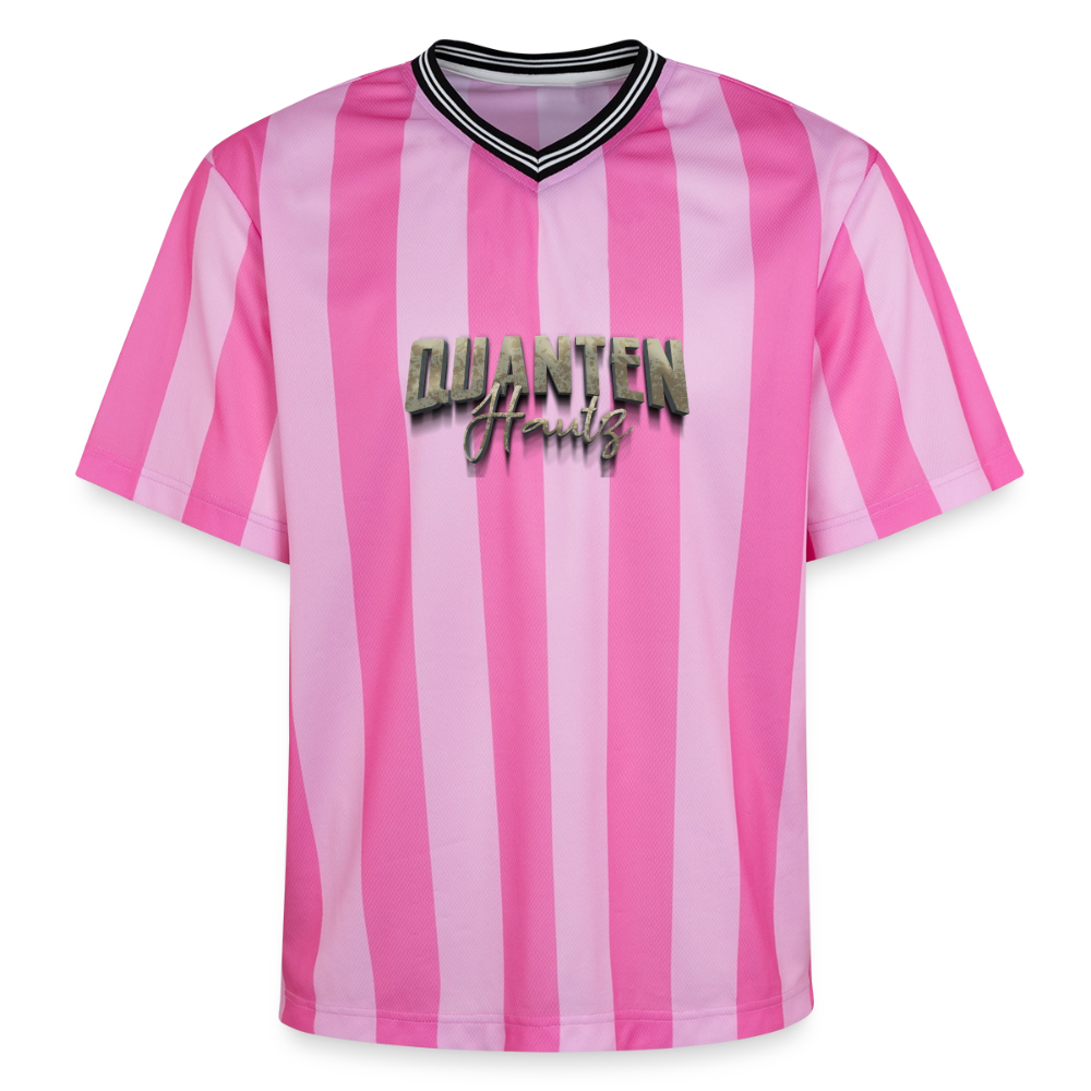 Quanten Hautz Unisex Football Style Mesh T-Shirt - Rosa/Rosa Streifen