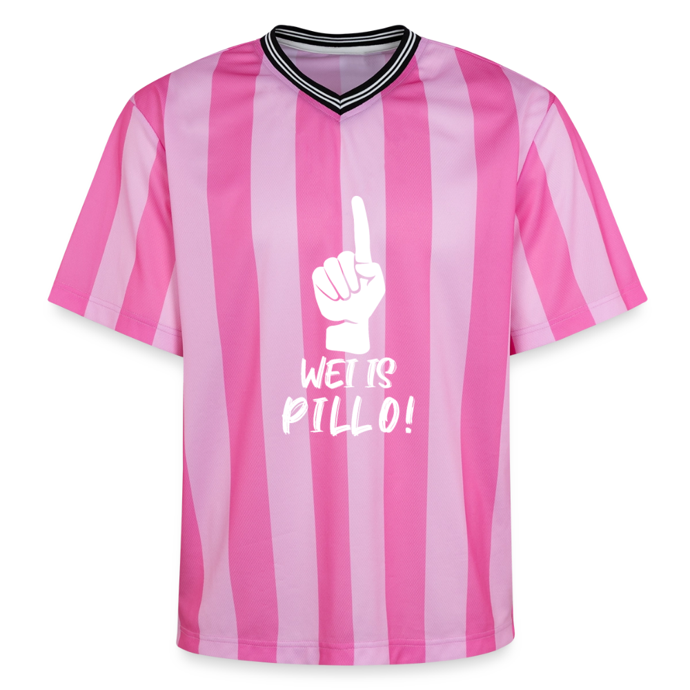 Wei is Pillo Unisex Football Style Mesh T-Shirt - Rosa/Rosa Streifen