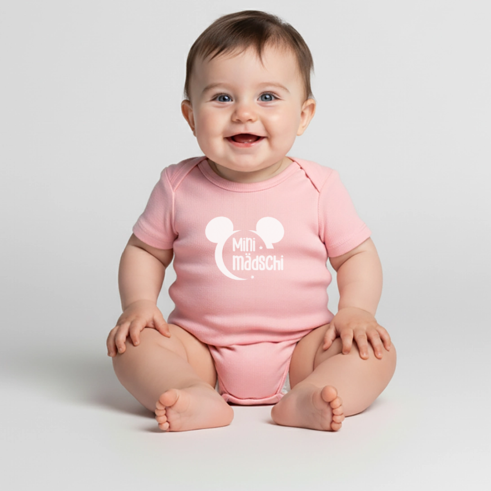 Mini Mädschi Baby Bio-Kurzarm-Body - Rosa
