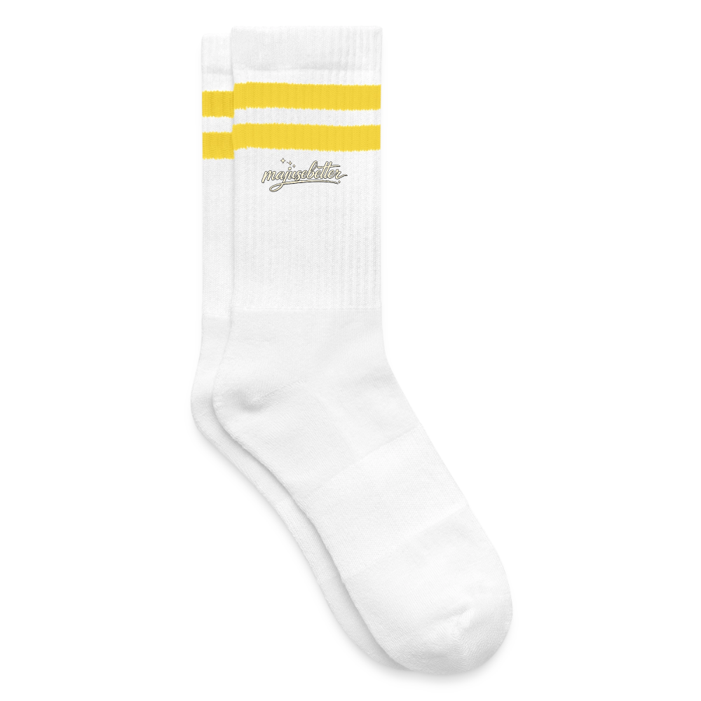 Majusebetter Gestreifte Tennissocken - Weiß/Gelb