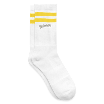 Majusebetter Gestreifte Tennissocken - Weiß/Gelb