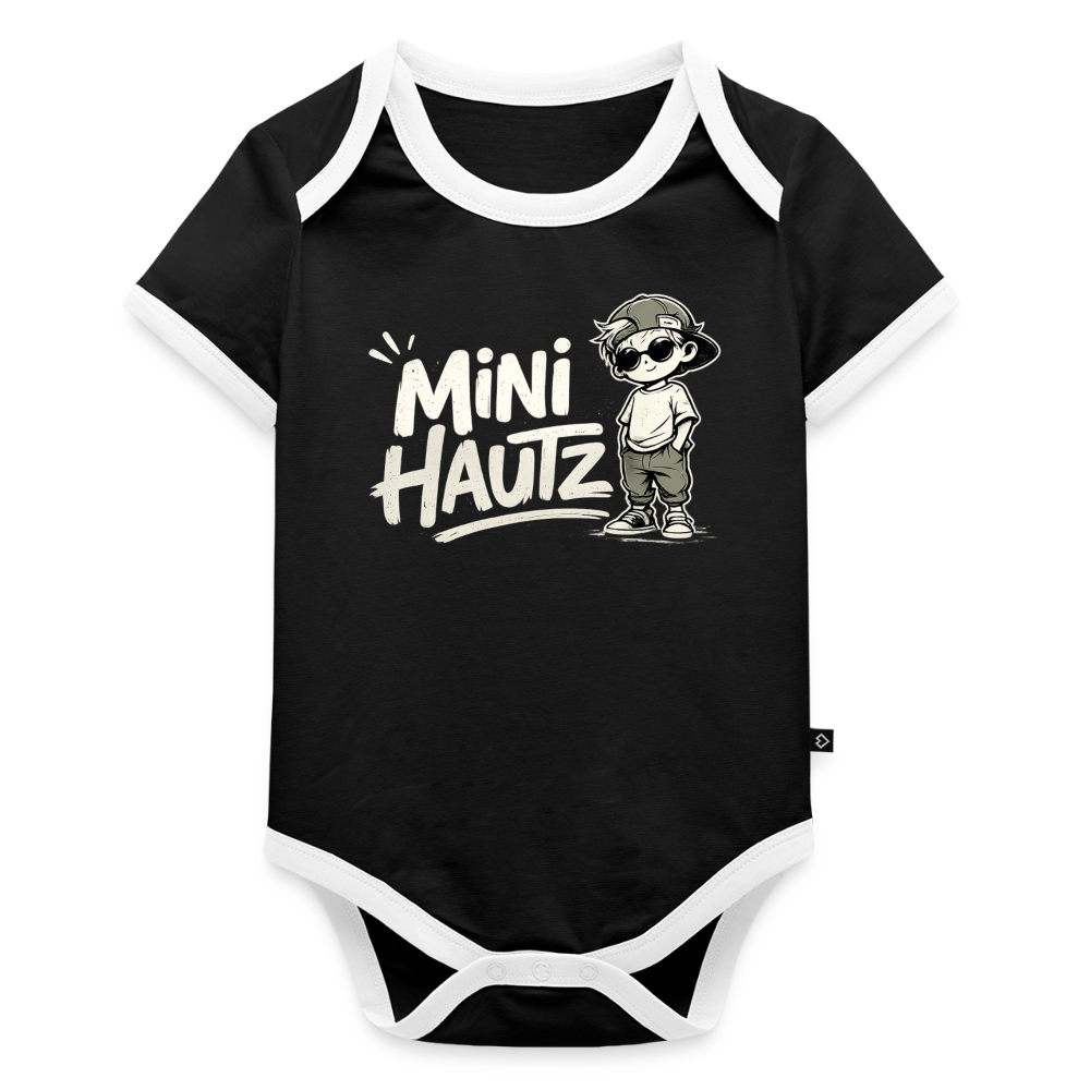 Mini Hautz Baby Bio-Kurzarm-Kontrastbody - Schwarz/Weiß 