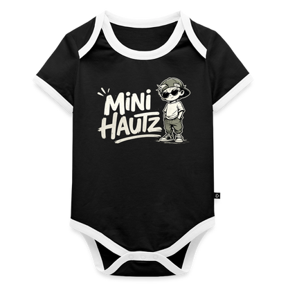 Mini Hautz Baby Bio-Kurzarm-Kontrastbody - Schwarz/Weiß 