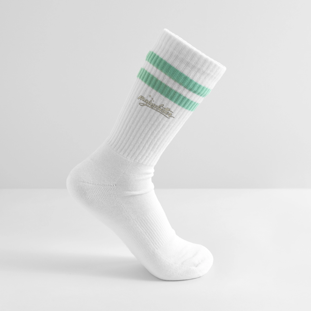 Majusebetter Gestreifte Tennissocken - Weiß/Mint