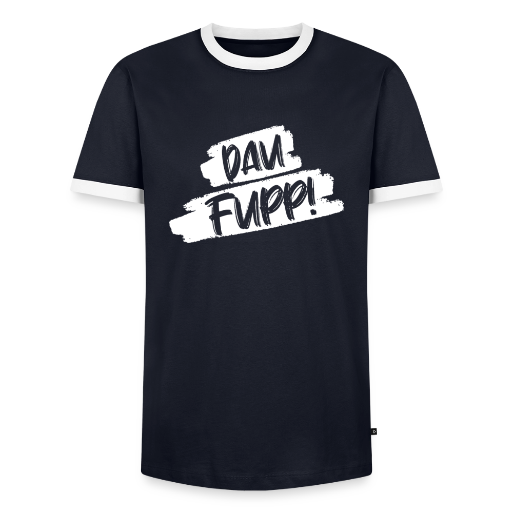 Dau Fupp Männer Kontrast-T-Shirt - Navy/Weiß 