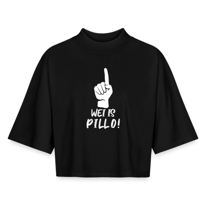 Wei ist Pillo Boxy Frauen Recyceltes 1/2 Sleeved T-Shirt - Schwarz