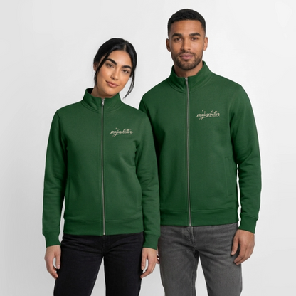 Majusebetter Unisex Bio Zip Sweatshirt - Flaschengrün