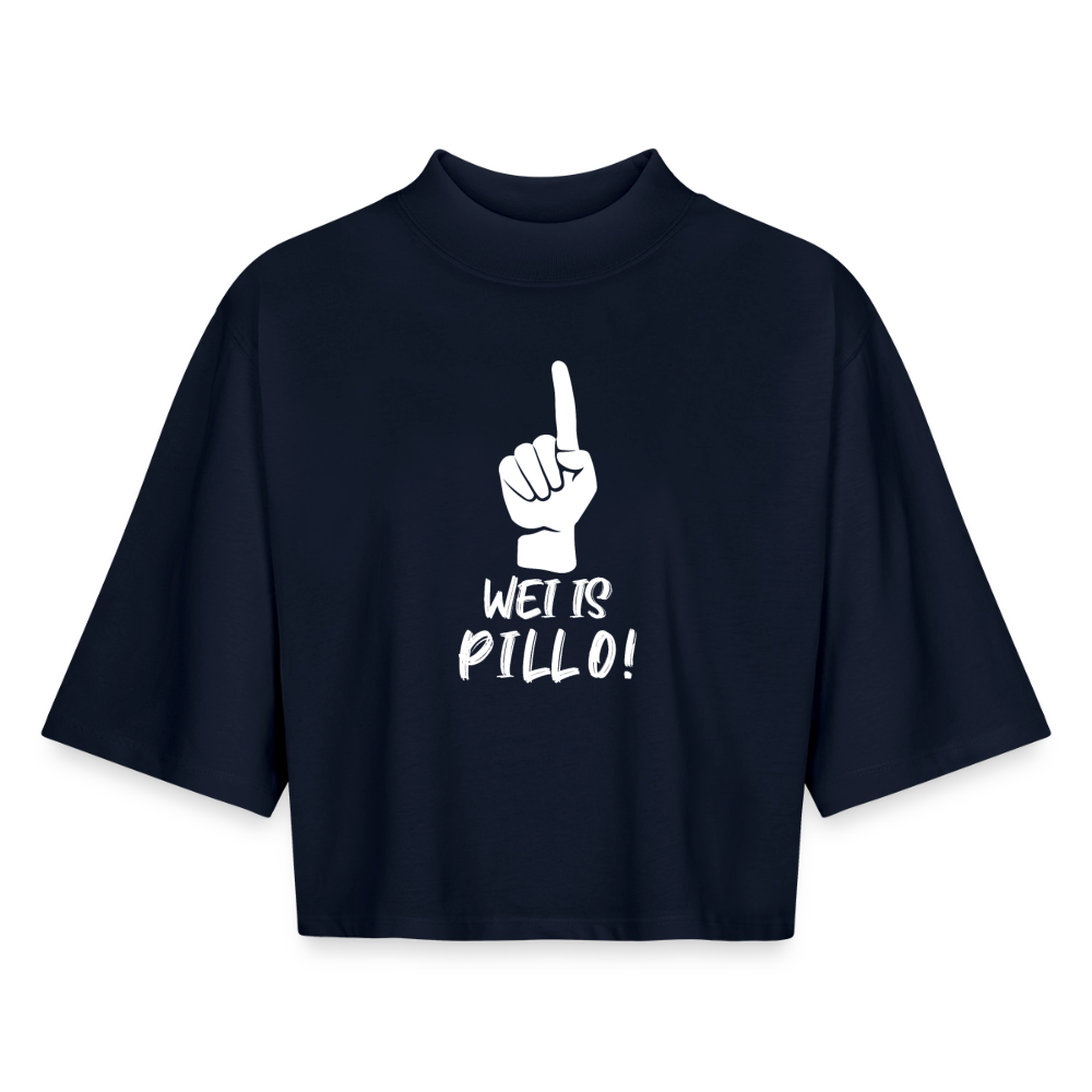 Wei ist Pillo Boxy Frauen Recyceltes 1/2 Sleeved T-Shirt - Navy