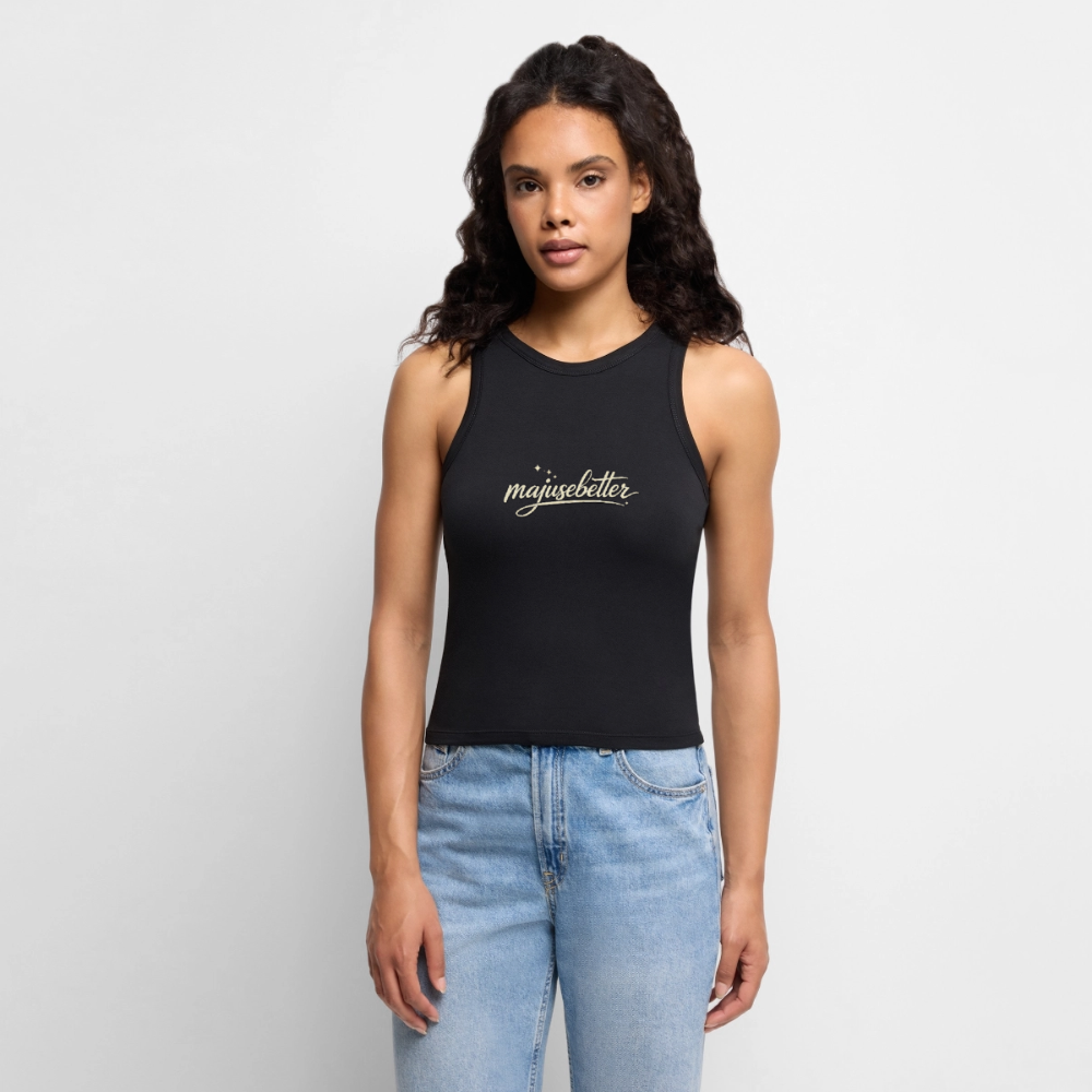 Majusebetter Cropped Frauen Organic Tank Top - Schwarz