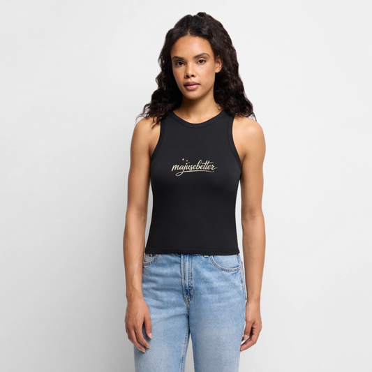 Majusebetter Cropped Frauen Organic Tank Top - Schwarz