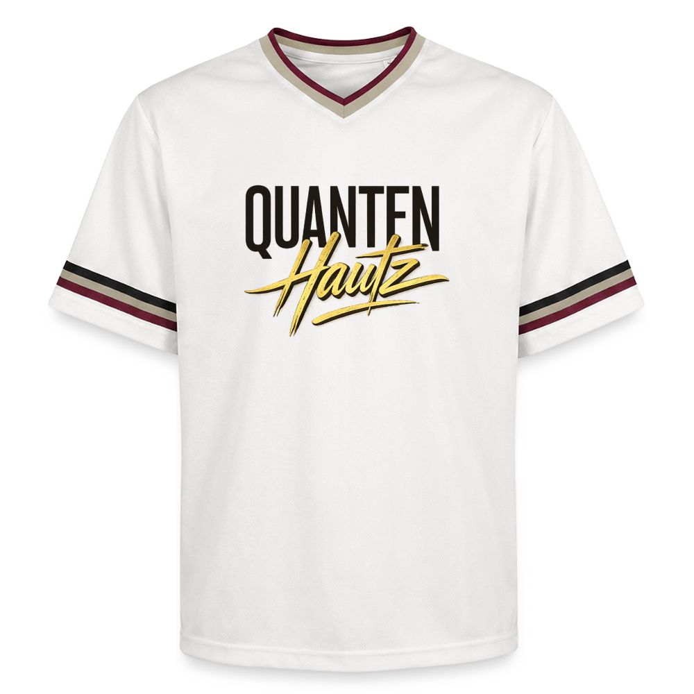 Quanten Hautz Unisex Football Style Mesh T-Shirt - Offwhite/Bordeaux