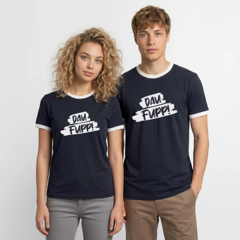 Dau Fupp Männer Kontrast-T-Shirt - Navy/Weiß 