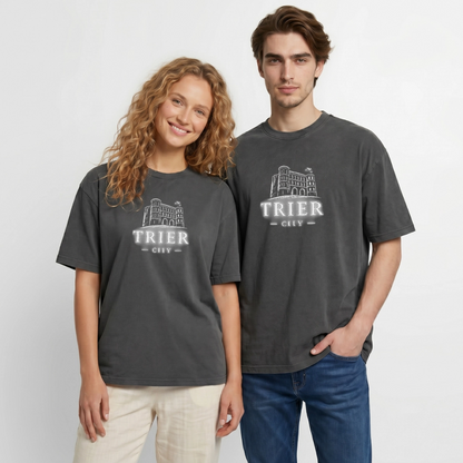 Trier Oversized Unisex Premium Acid-Washed T-Shirt - Schwarz Acid Wash