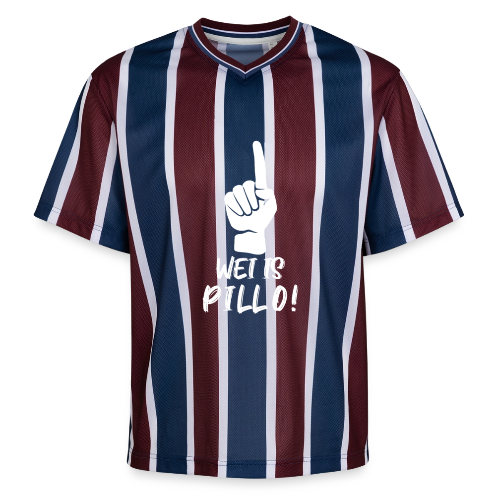 Wei is Pillo Unisex Football Style Mesh T-Shirt - Bordeaux/Navy