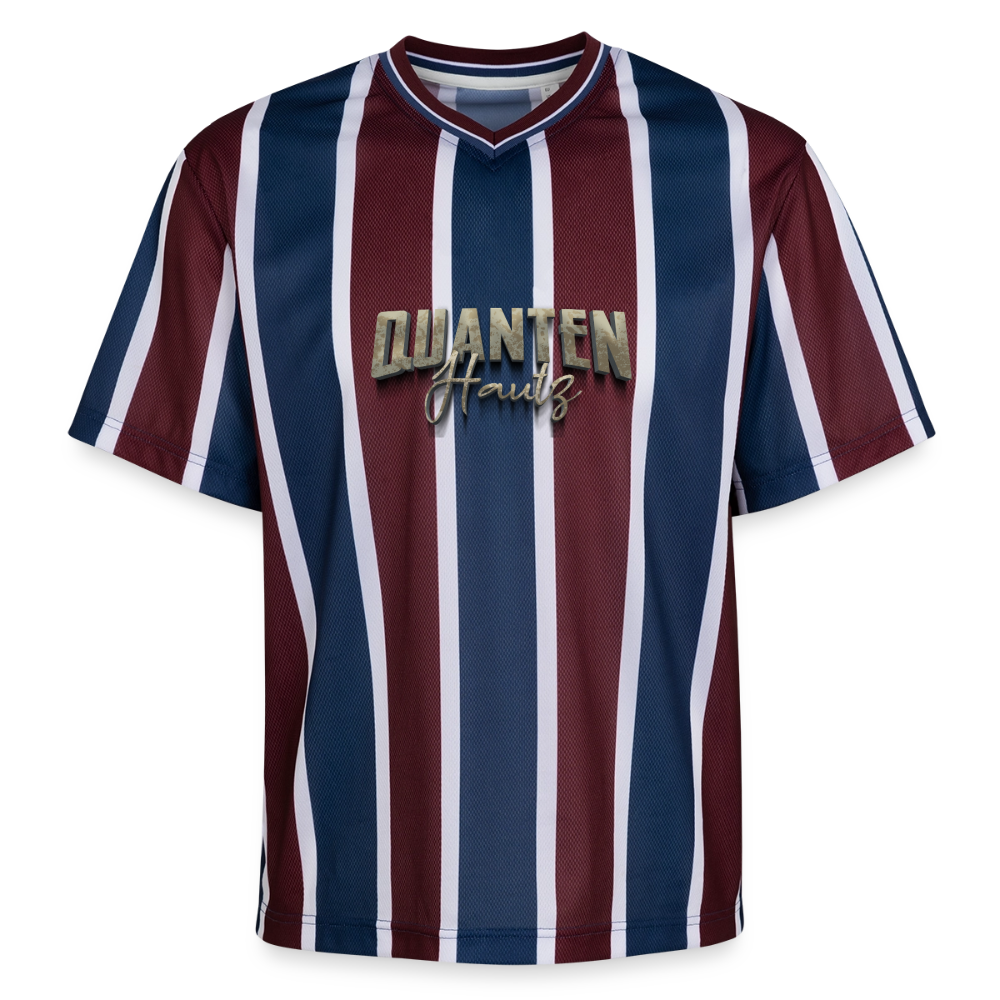 Quanten Hautz Unisex Football Style Mesh T-Shirt - Bordeaux/Navy