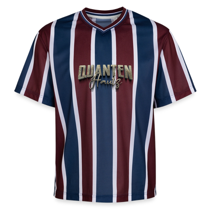 Quanten Hautz Unisex Football Style Mesh T-Shirt - Bordeaux/Navy