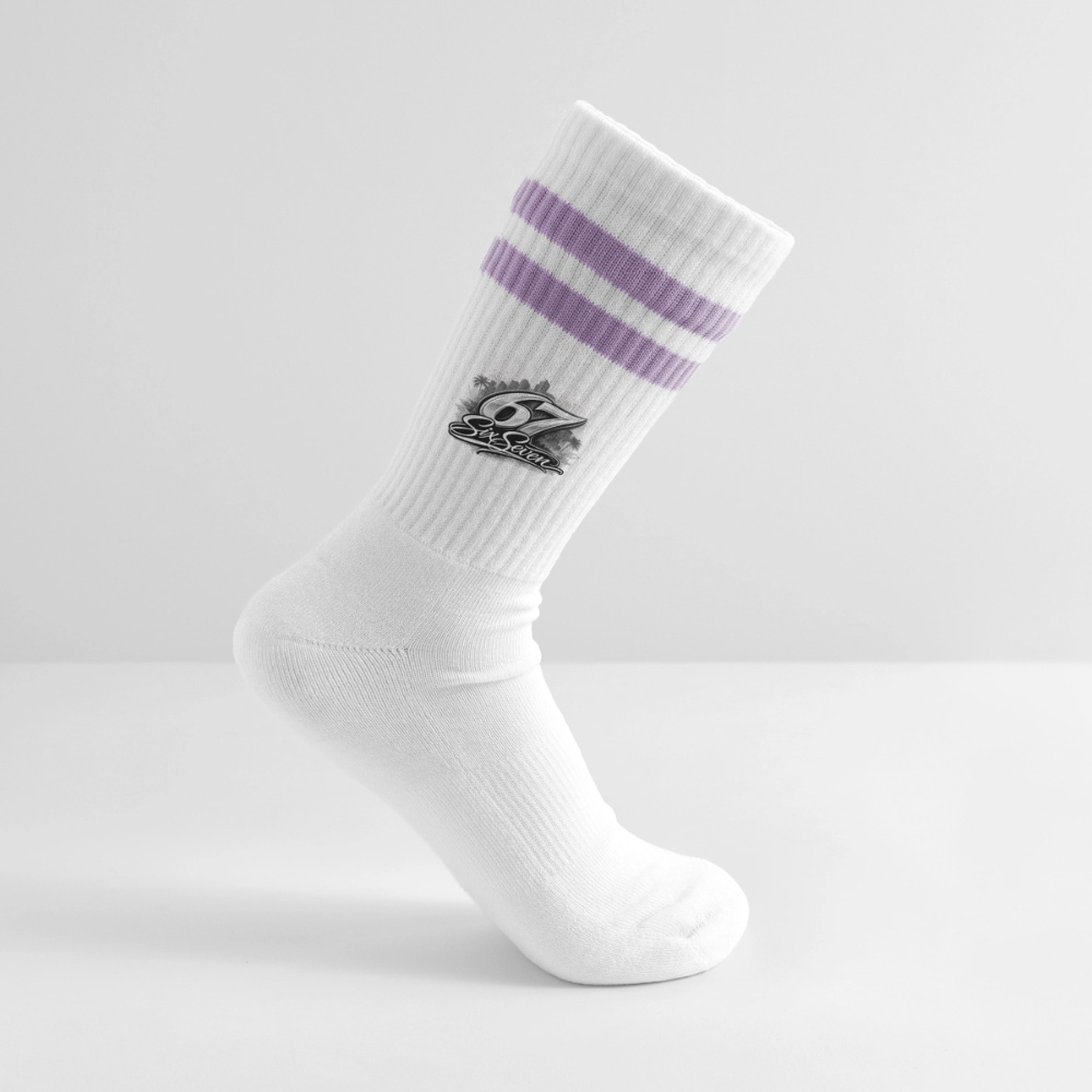 Six Seven Gestreifte Tennissocken - Weiß/Flieder 