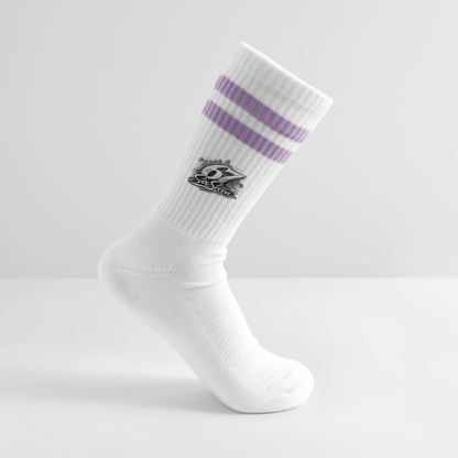 Six Seven Gestreifte Tennissocken - Weiß/Flieder 