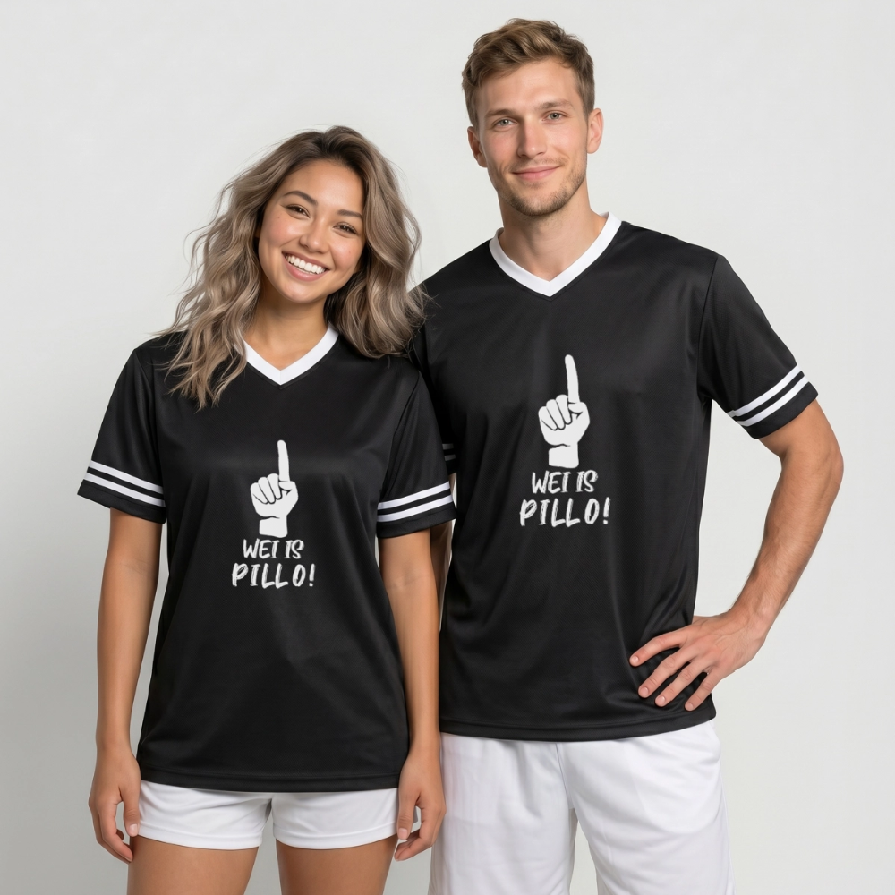 Wei is Pillo Unisex Football Style Mesh T-Shirt - Schwarz/Weiß