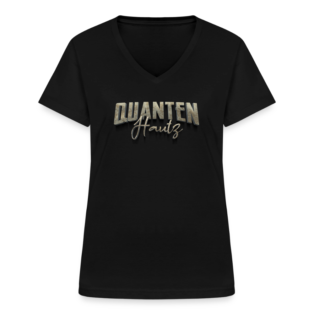 QH Klassisches Frauen-T-Shirt mit V-Ausschnitt - Schwarz