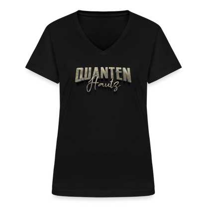 QH Klassisches Frauen-T-Shirt mit V-Ausschnitt - Schwarz