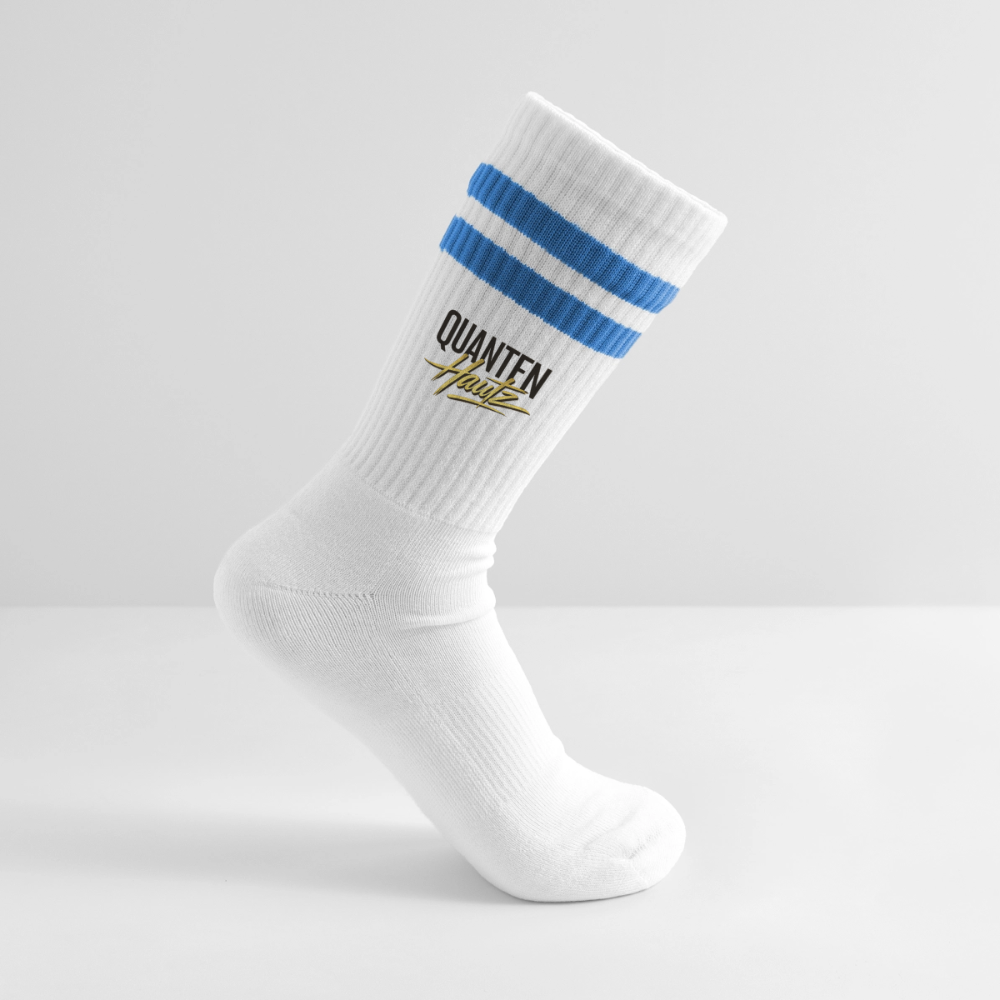 Quanten Hautz Gestreifte Tennissocken - Weiß/Blau