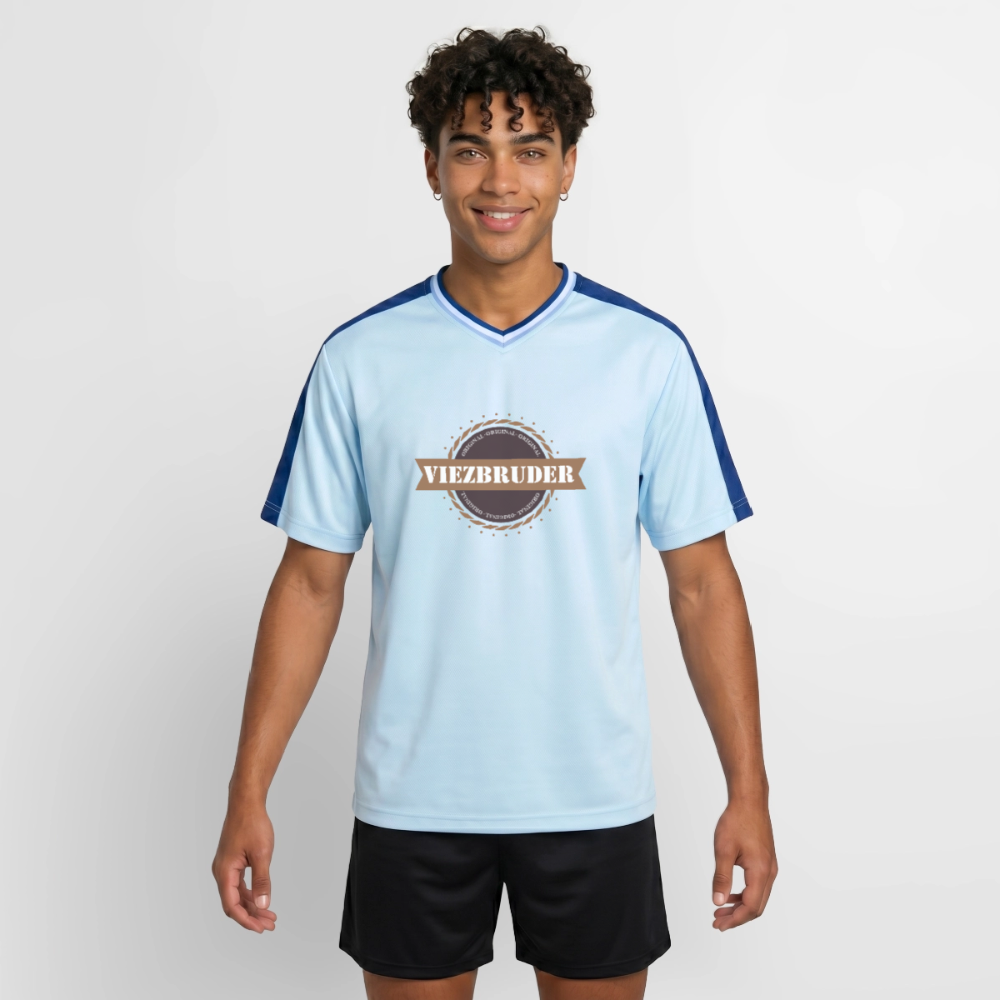 Viezbruder Unisex Football Style Mesh T-Shirt - Hellblau/Dunkelblau