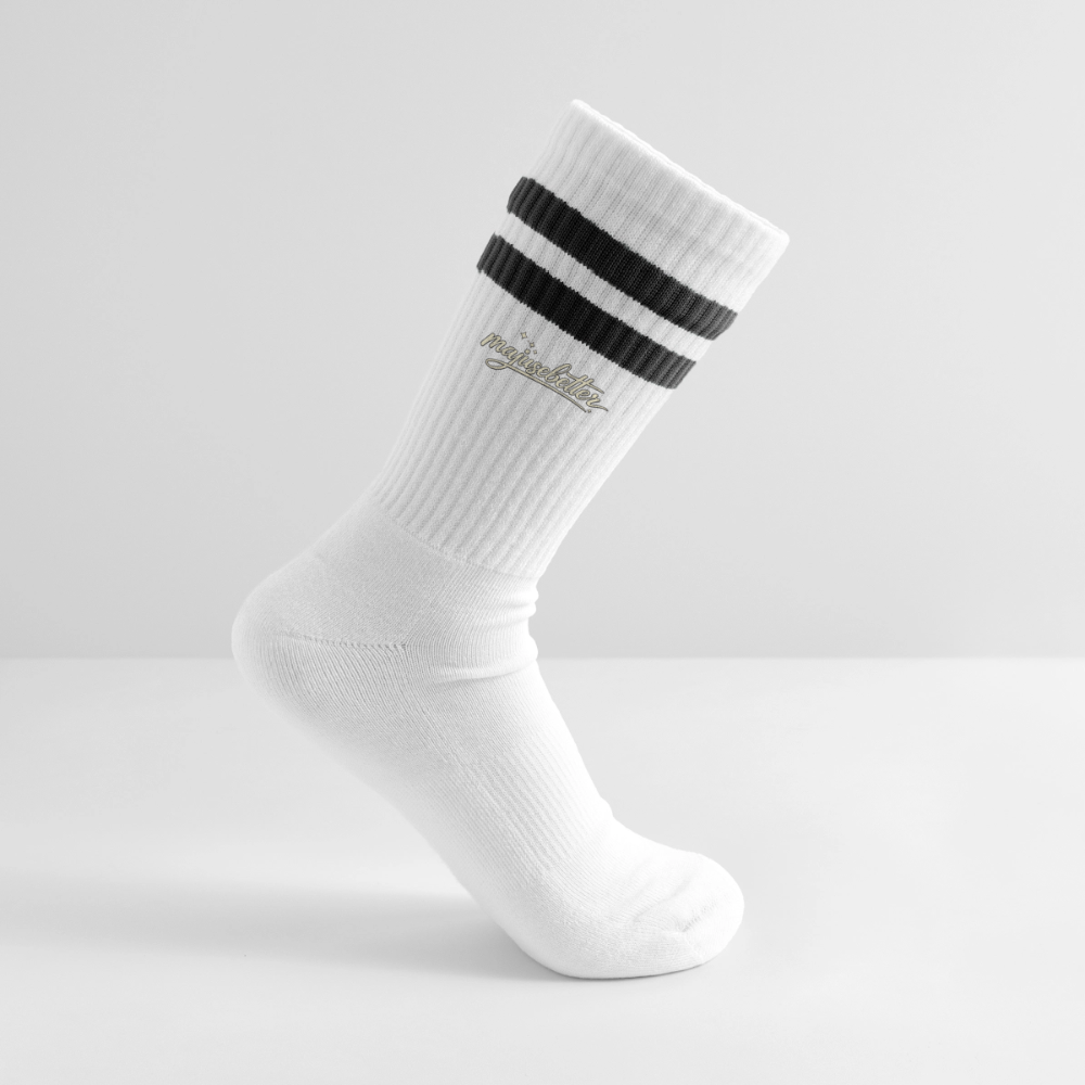 Majusebetter Gestreifte Tennissocken - Weiß/Schwarz