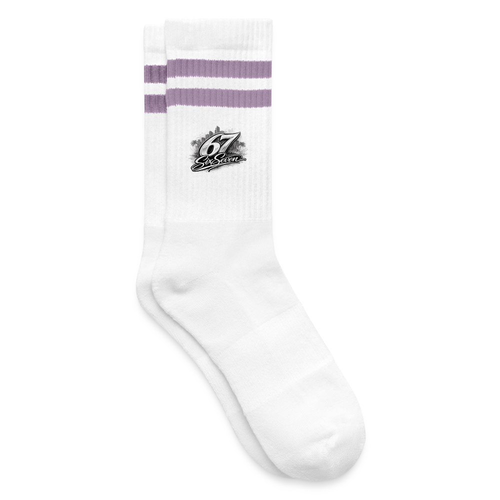 Six Seven Gestreifte Tennissocken - Weiß/Flieder 