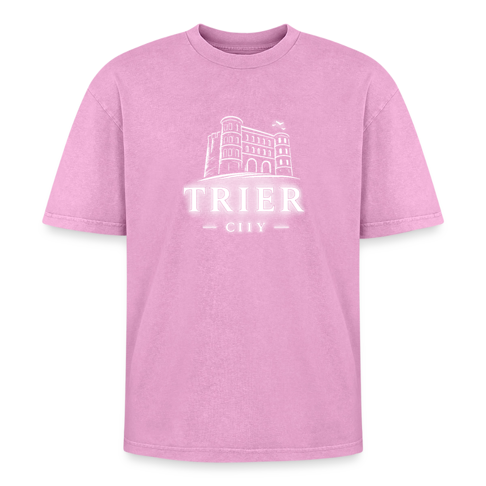 Trier Oversized Unisex Premium Acid-Washed T-Shirt - Pink Acid Wash