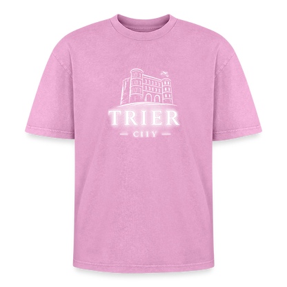 Trier Oversized Unisex Premium Acid-Washed T-Shirt - Pink Acid Wash