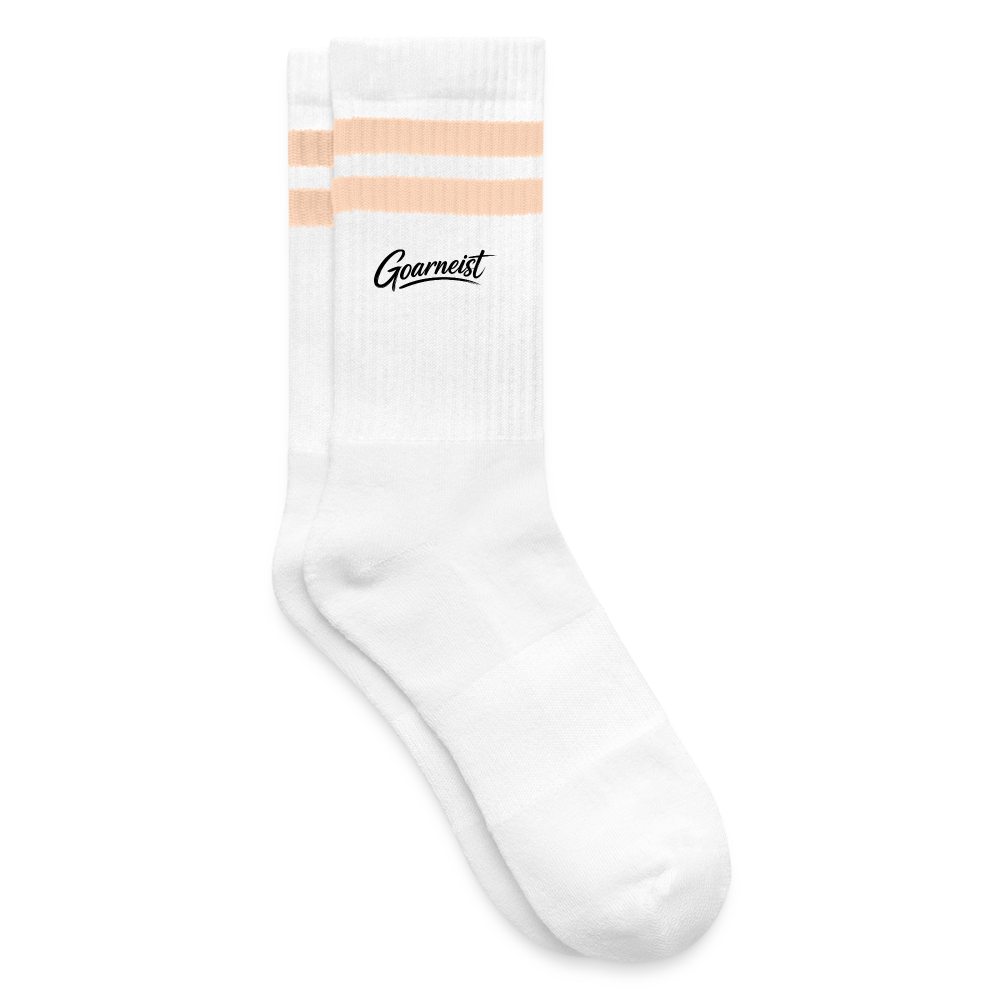 Goarneist Gestreifte Tennissocken - Weiß/Pfirsich