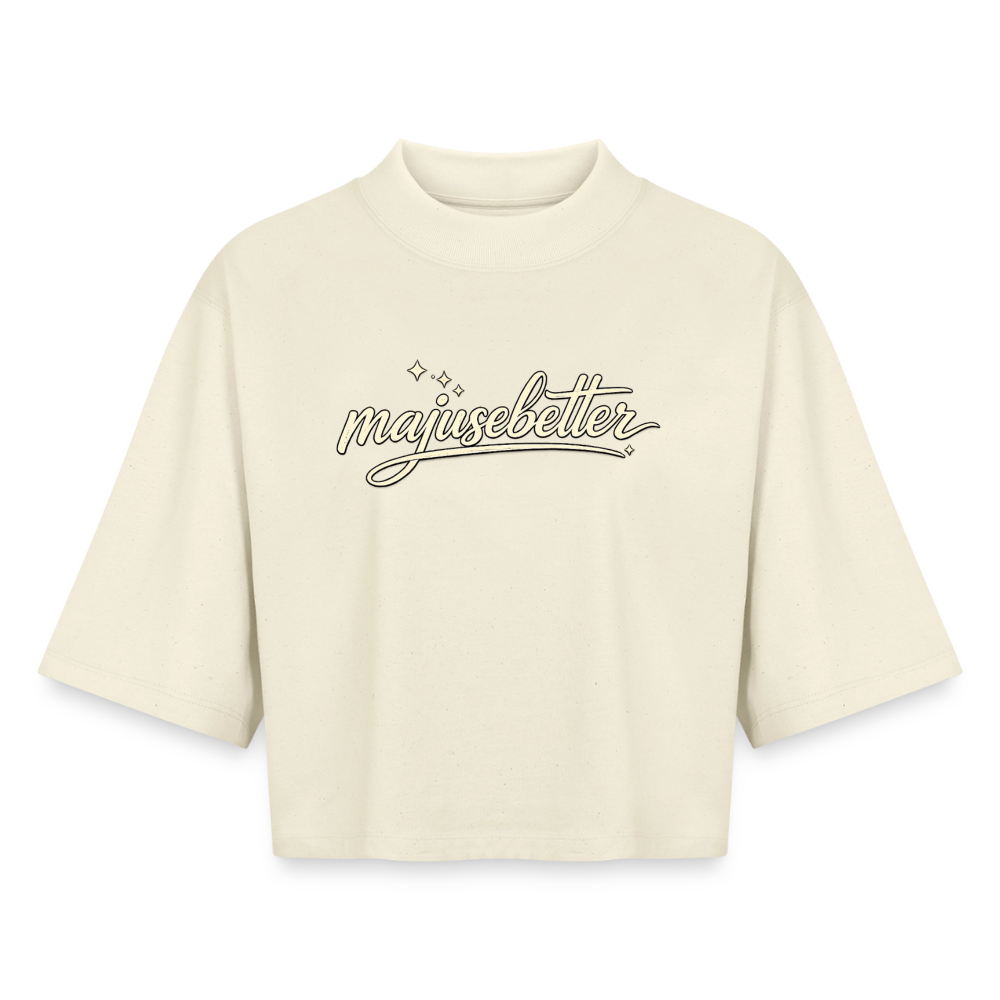 Majusebetter Boxy Frauen Recyceltes 1/2 Sleeved T-Shirt - Natur
