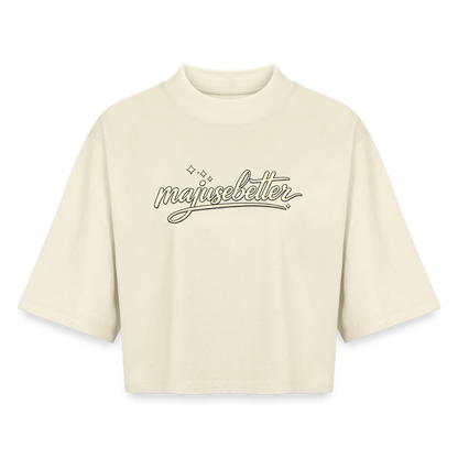 Majusebetter Boxy Frauen Recyceltes 1/2 Sleeved T-Shirt - Natur