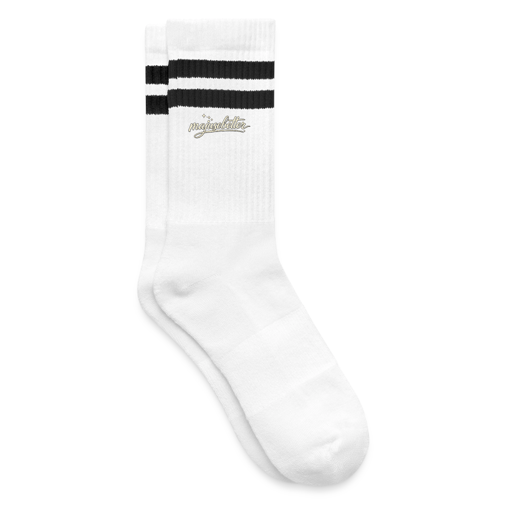 Majusebetter Gestreifte Tennissocken - Weiß/Schwarz