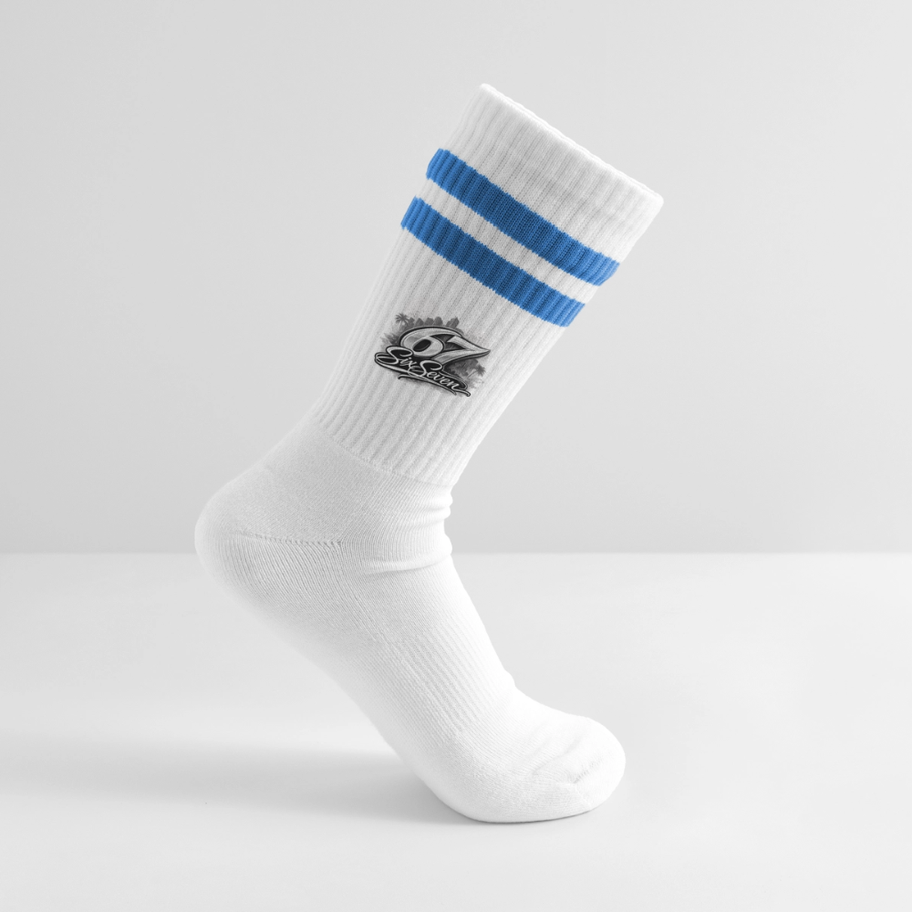 Six Seven Gestreifte Tennissocken - Weiß/Blau
