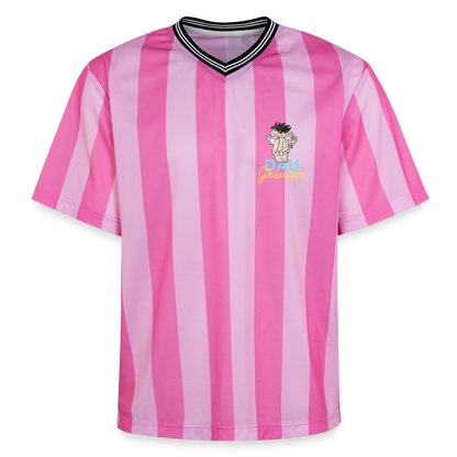 Dau greilien Unisex Football Style Mesh T-Shirt - Rosa/Rosa Streifen