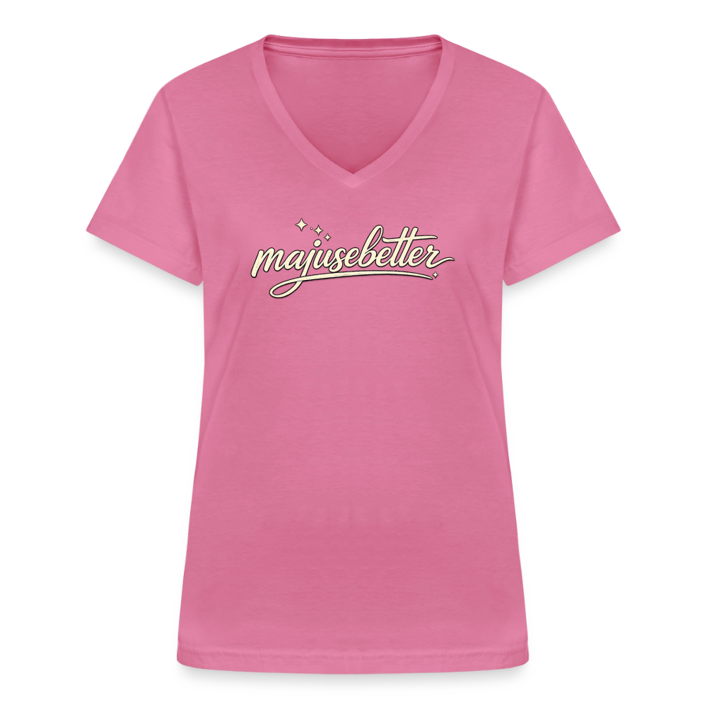 majusebetter  Frauen-T-Shirt mit V-Ausschnitt - Pink