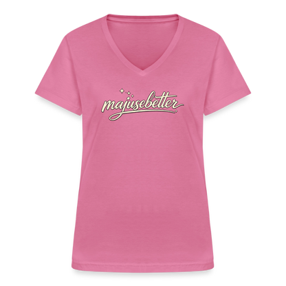 majusebetter  Frauen-T-Shirt mit V-Ausschnitt - Pink