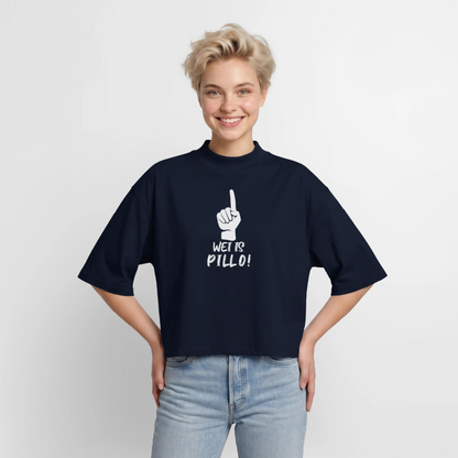 Wei ist Pillo Boxy Frauen Recyceltes 1/2 Sleeved T-Shirt - Navy