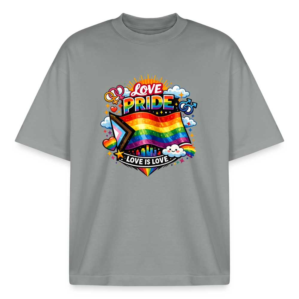 Pride Boxy Heavyweight Unisex Organic T-Shirt - Nebelgrau