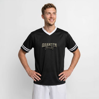Quanten Hautz Unisex Football Style Mesh T-Shirt - Schwarz/Weiß