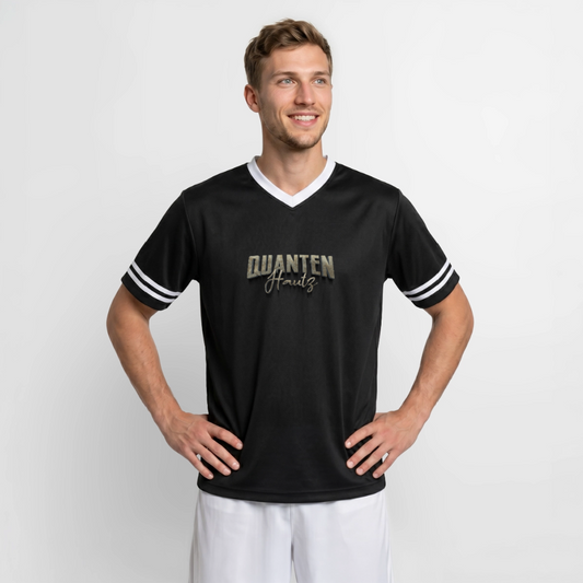 Quanten Hautz Unisex Football Style Mesh T-Shirt - Schwarz/Weiß